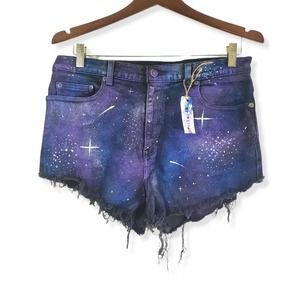 THE BOHIPSTIAN, STYLE & CO Handpainted, Sparkly, Night Sky Shorts NWT